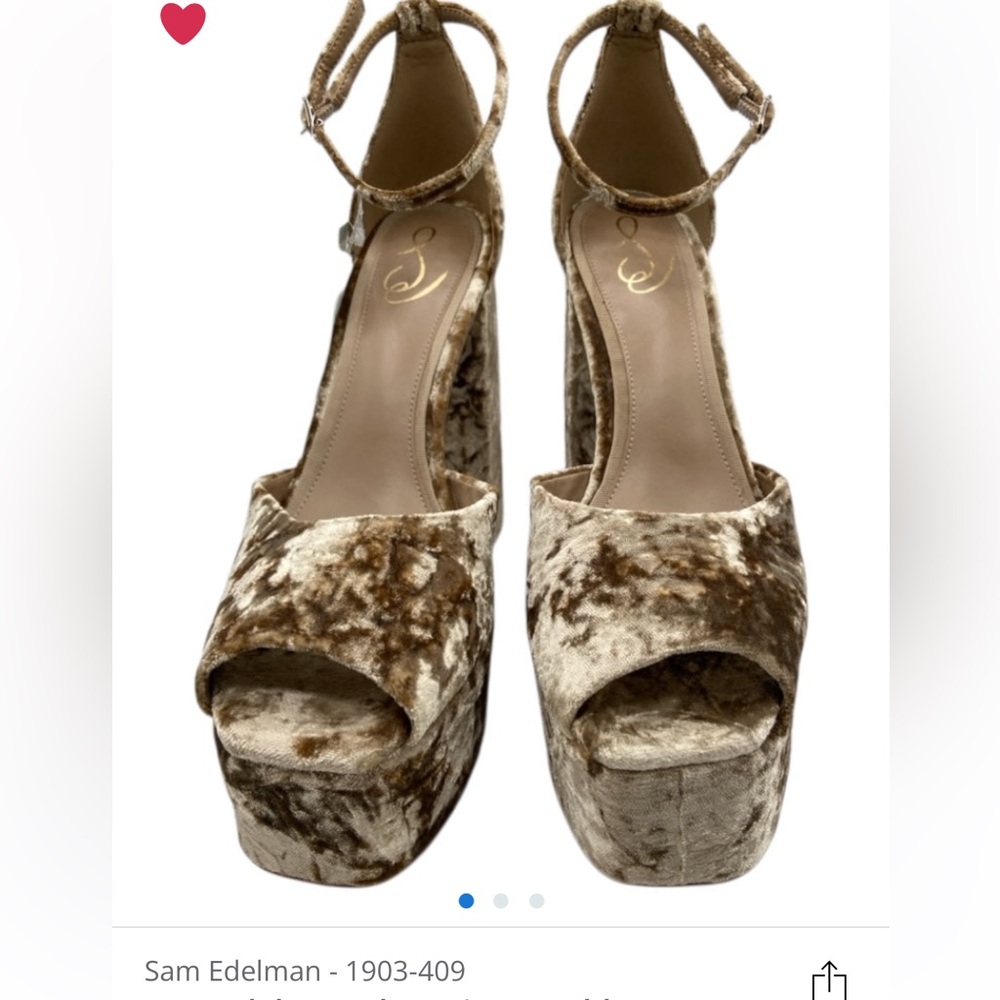 Sam Edelman Tan Velvet Platform Sandals